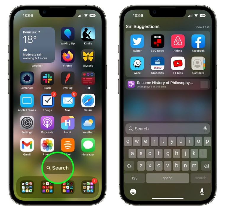 康乐苹果手机维修分享升级到 iOS 16 后，如何删除主屏幕上的搜索按钮 