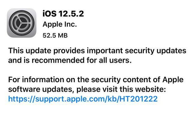 康乐苹果手机维修分享iOS12.5.2发布，建议所有老苹果用户安装 
